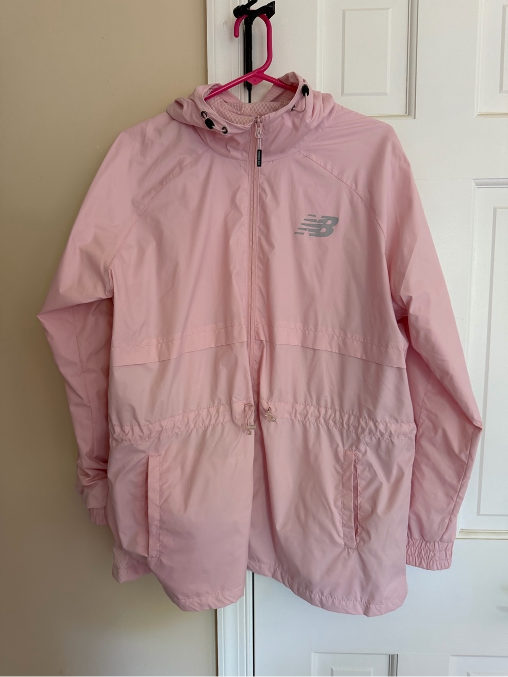 New Balance Light Pink Hooded Rain Jacket 2xl women